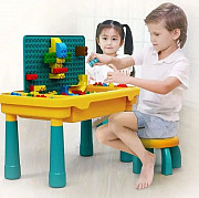 Многофункциональный столик-песочница 3в1 со стулом и конструктором Алматы